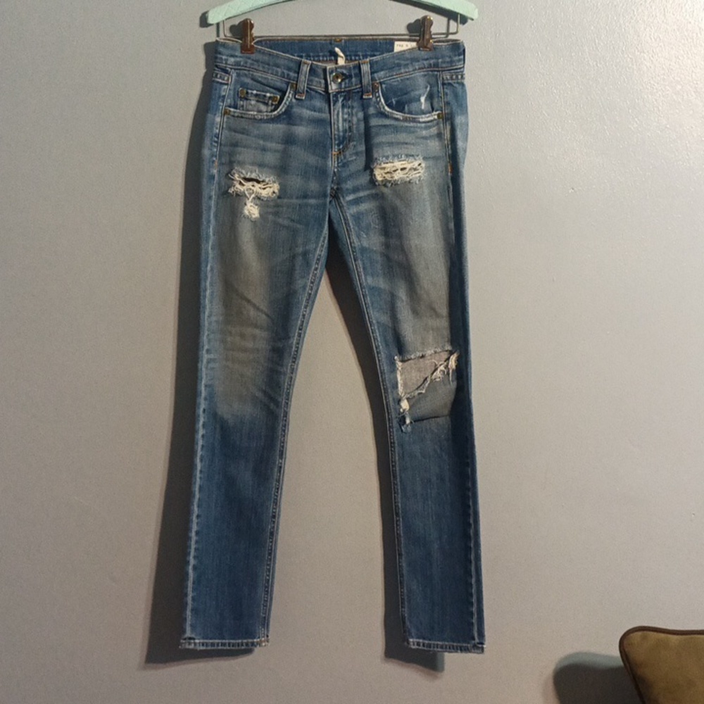 Rag & bone women's blue damaged distressed the Dre jeans